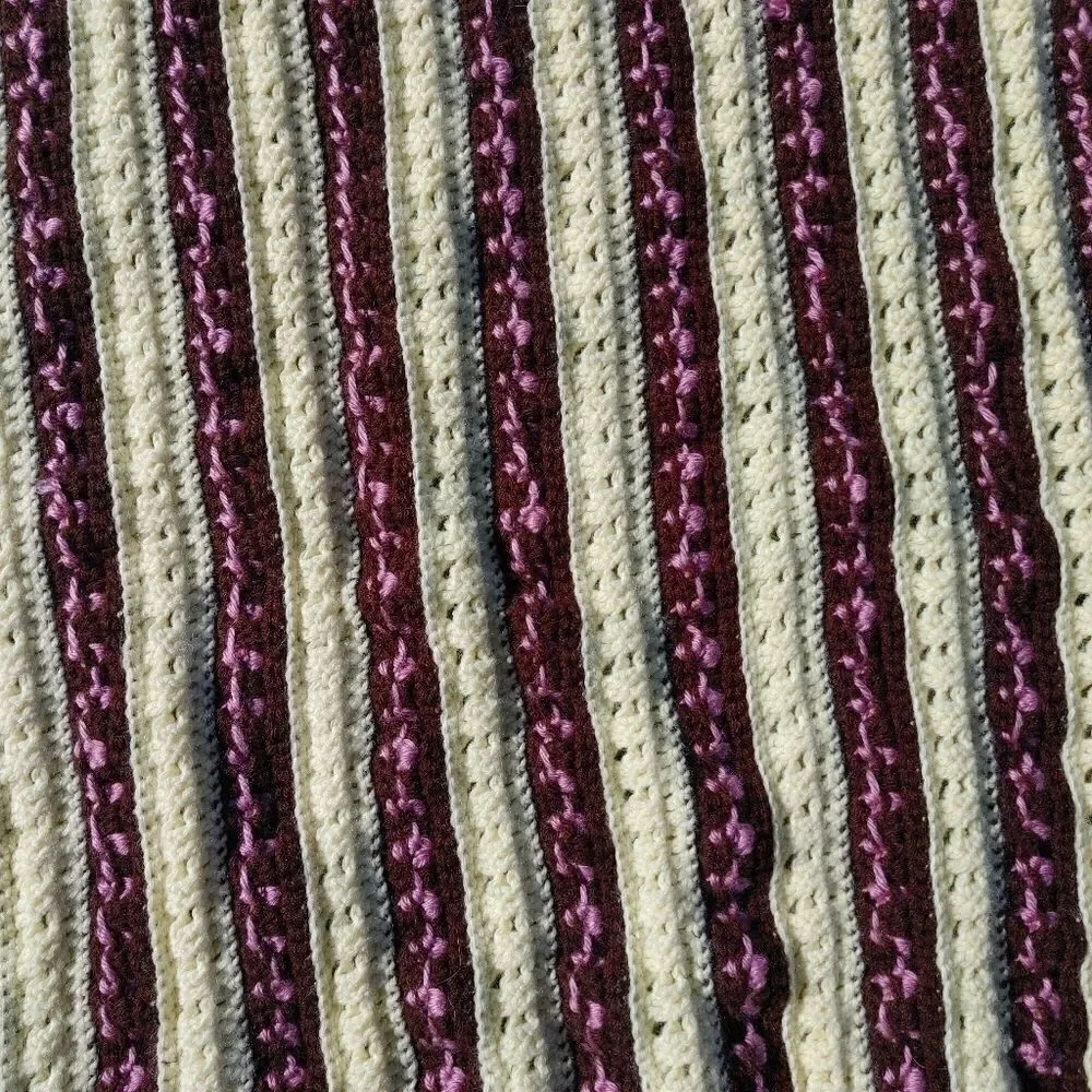 Hand Crochet Yellow Brown Pink Stripe Polka Dot Gr